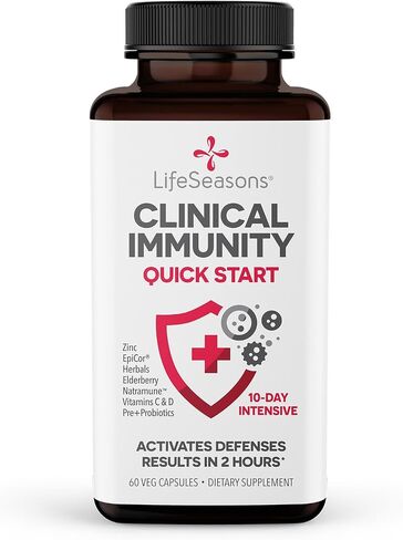 LifeSeasons Clinical Immunity - Quick-Start - Immune Boosting - Rapid Immune Response - Immune System Support - Black Elderberry & Pre+Probiotics - 60 Capsules in Kuwait