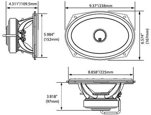 Cerwin-Vega ST69CX Dual Marine Speakers with 250 watts Max Power and 125 watts RMS, 2-Way Marine Coaxial Speakers, Black, 2 Units in Kuwait