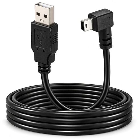 3M USB A to Mini B USB Cable 90 Degree Data Sync Charge Cord with 5 pcs Wiring Clips for Nextbase Dash Cam Car GPS Navigator DVR Digital Camera (Right Angle) in Kuwait