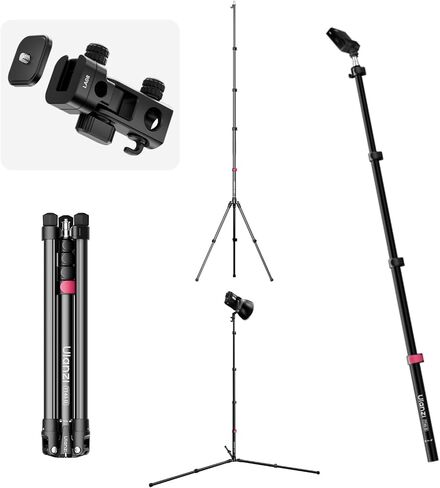 ULANZI Light Stand Carbon Fiber MT-49, Adjustable Tripod Stand for Photography with Phone Clip, 194cm/76.4inch Studio Sturdy Tripod for Speedlight Flash Softbox Strobe Light Camera with Carrying Bag in Kuwait