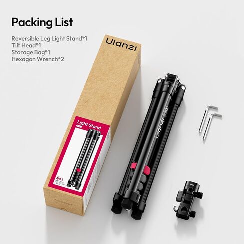 ULANZI Light Stand Carbon Fiber MT-49, Adjustable Tripod Stand for Photography with Phone Clip, 194cm/76.4inch Studio Sturdy Tripod for Speedlight Flash Softbox Strobe Light Camera with Carrying Bag in Kuwait