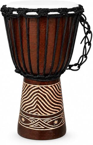 JIVE BRAND Djembe Drum Bongo كونغو طبلة خشبية أفريقية ذات جودة احترافية مع قاعدة ثقيلة/تتضمن سلسلة مفاتيح طبلة (16 بوصة مطلية بدرجة عالية) in Kuwait