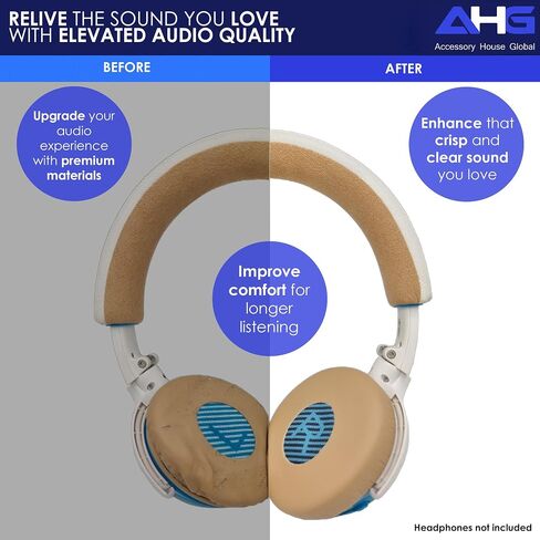 Premium Replacement SoundLink On-Ear Beige Ear Pads Cushions Compatible with Bose SoundLink On-Ear Wireless BH1 Headphones, OE2 and Bose SoundTrue OE Headphones. Great Comfort in Saudi Arabia