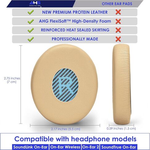 Premium Replacement SoundLink On-Ear Beige Ear Pads Cushions Compatible with Bose SoundLink On-Ear Wireless BH1 Headphones, OE2 and Bose SoundTrue OE Headphones. Great Comfort in Saudi Arabia