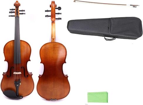 Acoustic Viola handmade Viola Maple Spruce wood Ebony Fittings parts with case Bag,Bow (Brown-4Str-15'') in Kuwait