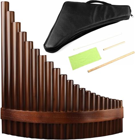 22/25 Pipes C Key Professional Pan Flute Chinese Traditional Musical Instrument Pan Pipes Easy to Learn with Exquisite Brown Pan Pipes Flute and Black Leather Bag (22-Left Hand) in Kuwait