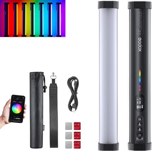 Godox TL60 RGB Tube Light, Full Color RGB LED Video Light, 2700K-6500K Rechargeable Dimmable LED Light Stick, CRI 96+, TLCI 98+ with Built-in 2600mAh Battery and APP DMX Control in Kuwait