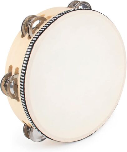 AUEAR, 3 Pack Wooden Tambourines Double Rows Metal Jingle Tambourine 8 Inch Handheld for Party Church KTV Musical Educational in Kuwait