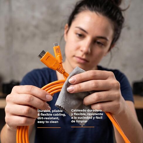 Tether Tools TetherPro USB-C to USB 3.0 Micro-B Cable | for Fast Transfer and Connection Between Camera and Computer | High Visibility Orange | 15 Feet (4.6 m) in Kuwait