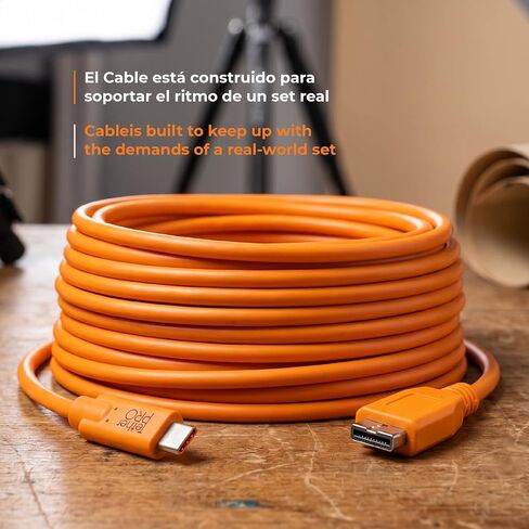 Tether Tools TetherPro USB-C to USB 3.0 Micro-B Cable | for Fast Transfer and Connection Between Camera and Computer | High Visibility Orange | 15 Feet (4.6 m) in Kuwait