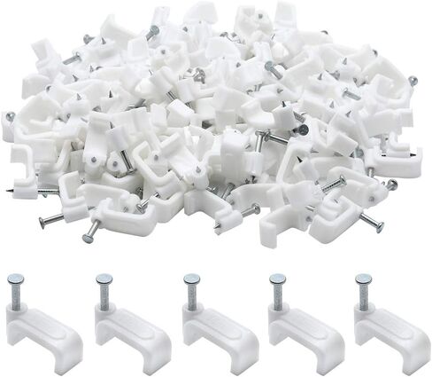50pcs 3/4" / 20mm Half Clamp J-Hook with Nail, Nail in Cable Clips Ethernet Cable Nails Tacks Clips, Black in Kuwait