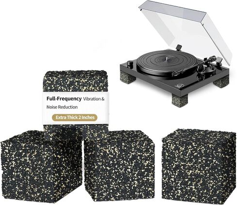 BXI Subwoofer Isolation Pad - 2 Pcs 6 X 6 X 2 Inches Bass Reduction Floorstanding Speakers Mat Riser - Thick Large Rubber Cork Anti Vibration Pads for Heavy Machine Equipment Studio Monitor Stands in Kuwait