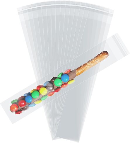 Morepack Self Sealing Cellophane Bags,2x10 Inches 100 Pcs Clear Pretzel Rod Bags, Resealable Bag for Packaging ICY Candy Popsicle,Gifts, Favors, Products in Kuwait