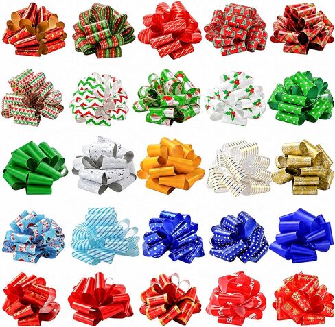 3 otters Christmas Bows, 26PCS Christmas Pull Bows 6.2inch Gift Ribbon Pull Bows, Wrapping Accessory for Xmas Present in Kuwait