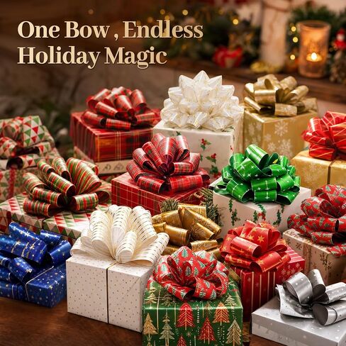 3 otters Christmas Bows, 26PCS Christmas Pull Bows 6.2inch Gift Ribbon Pull Bows, Wrapping Accessory for Xmas Present in Kuwait