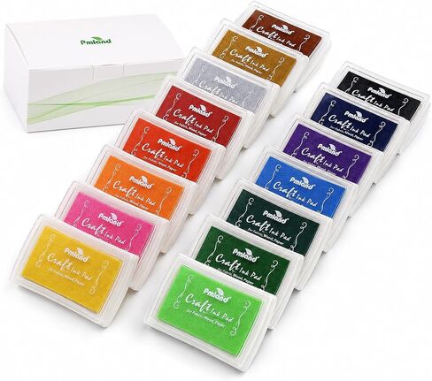 PMLAND Craft Ink Pad for DIY Stamps on Paper Wood Fabric - Pack of 15 Vibrant Colors in Kuwait