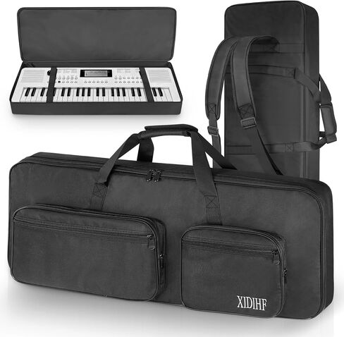 61 Key Piano Keyboard Case Bag 40.6''x6.1''x17'',Portable Padded Keyboard Gig Bag with Handles and Adjustable Backpack Straps with 4-Pocket for Keyboard Accessaries (Black) in Kuwait