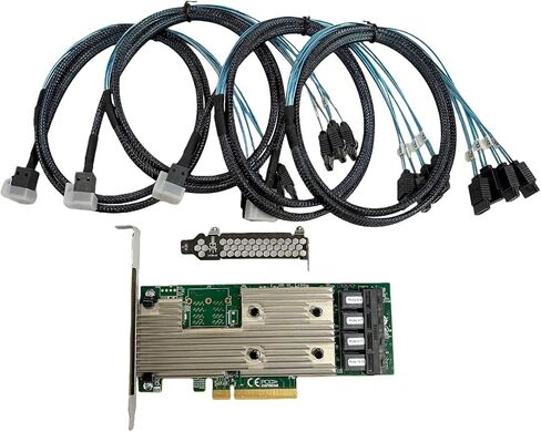 SAS9305-16i SATA SAS 16 Port HBA 12Gbs RAID Controller Card Host Bus Adapter PCIe 3.0 x8 IT-Mode 05-25703-00 Card (9305-16i + 4 * 8643 SATA) in Kuwait