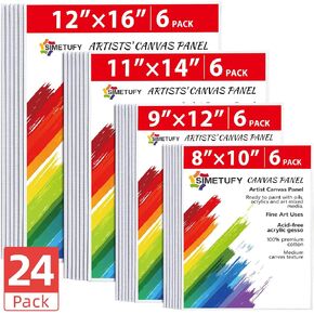 Canvases for Painting - 32 Pack Art Paint Canvas Panels Set Boards - 5x7, 8x10, 9x12, 11x14 Inches, 100% Cotton Blank Canvase Oil Acrylic Watercolor Pouring Paint, Acid-Free for Kids & Artists in Kuwait