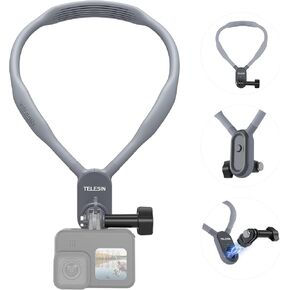 TELESIN Neck Mount Necklace Holder, POV Selfie Hand Free Head Chest Shoulder Body Strap Attach Bike Motorcycle Video Accessories for GoPro Max Go Pro Hero 12 11 10 9 8 Insta360 X3 GO3 DJI Action 3 4 in Kuwait