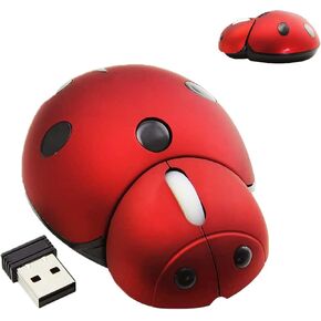 Ladybug Wireless Mouse, Cute Animal Cordless Mini Mouse 3000 DPI Portable Optical Mouse for PC Laptop Computer Desktop, Small Mouse with USB Receiver, Gift for Kids Children (Red) in Kuwait
