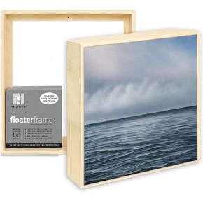 Ampersand Art Supply Floaterframe Readymade Frame for Flat and 1 1/2" Deep Wood Panel and Canvas Artwork, Paintings, Prints, and More, 12"x12", Maple Thin in Kuwait