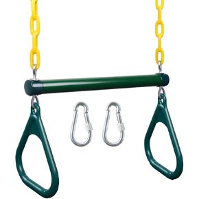 LadyRosian 17" Gym Trapeze Swing Bar Rings 48" Heavy Duty Chain Swing Set Accessories with Locking Carabiners Plastic Coated Chains Swing Monkey Bars for Backyard, Playroom (Yellow) in Kuwait