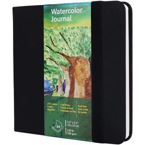 tumuarta Watercolor Journal, 8.25x5.5, 140 LB, 300 GSM, Cotton Paper, Cold Press, 24 Sheets, 48 Pages, Watercolor Paper Sketchbooks for Use As Travel Notebook and Mixed Media Pad in Kuwait
