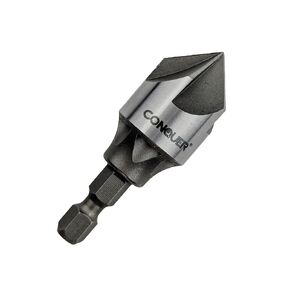 CONQUER 5 Flute Metal Countersink Drill Bit, 1/4" Hex Shank, 1/8"-3/4" | 87 Degree Angle, Metric Equivalent 3-19mm, Burr Removal & Deburring, Fits Handheld/Stationary Drills, Alloy Steel in Kuwait