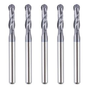 SpeTool 5Pcs Carbide Ball Nose End Mills with TiAlN Coated , 1/32 inch Cutting Diameter , 1/8 inch Shank , Up Cut Spiral Router Bits CNC End Mill Set for Metal Steels Engraving in Kuwait