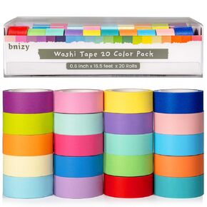 bnizy Colored Pastel Washi Paper Tape 1 Inch Wide– 7 Rolls, 273 Feet Total of Colorful Washi Tape Pack – Scrapbook Supplies for Kids, Art and Craft Projects, Decoration, Painting in Kuwait