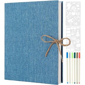 AIOR Photo Album Scrapbook 60 Pages Self Adhesive, Linen Cover Scrapbook Album, DIY Photo Album Book with 6 Metallic Pen for Kids Family Wedding Birthday Gift (Green) in Kuwait