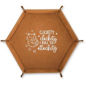 Leather Dice Tray for Rolling Novelty Cat Folding Hexagonal Dice Holder Dice Storage Accessories Desk Organizer Funny Gift for RPG, DND Game Players in Kuwait