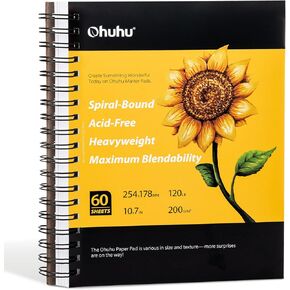 Ohuhu Marker Pads Art Sketchbook, 7.6"x10" Large Paper Size, 120LB/200GSM Heavy Smooth Drawing Papers, 60 Sheets/120 Pages, Spiral Bound Sketch Book for Alcohol Markers Christmas Gift in Kuwait