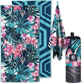 VENTURE 4TH Microfiber Beach Towel: Quick-Dry, Compact, Sand-Free, Absorbent, Sandproof and Lightweight - Perfect for Camping, Beach, and Roadtrips (Tropical Heat Design | 35x78 inches) in Kuwait