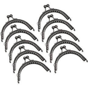 uxcell Metal Purse Frames - 4.1" 10Pcs Kiss Lock Clasp Frame Arch Embossed Clutch Frame for Coin Purse Bag Making DIY Craft, Bronze in Kuwait