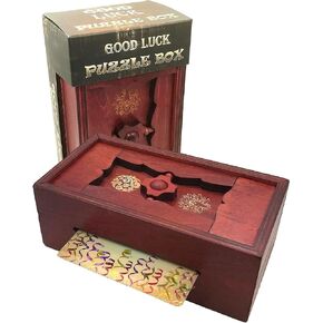 Good Luck Puzzle Box Secret - Money and Gift Card Holder in a Wooden Magic Trick Lock with Hidden Compartment Piggy Bank Brain Teaser Game in Saudi Arabia