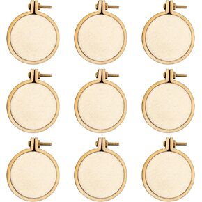 Framendino, 10 Pack Round Mini Embroidery Hoop Wood Ring for DIY Pendant Frame Craft in Kuwait