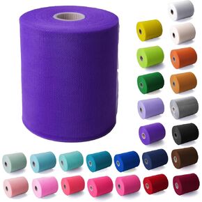 Craft And Party, Tulle Fabric Roll 6" by 100 Yards (300 ft) White Fabric Tulle Spool for DIY Tutu Bow, Wedding and Decoration. Value Pack. (White) in Kuwait