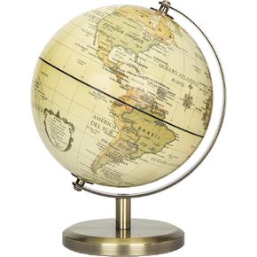 ANNOVA Antique Globe 10" / 25 cm Diameter with A Wood Base, Vintage Decorative Political Desktop World - Rotating Full Earth Geography Educational - Kids, Adults, School, Home, Office (Dia 10-inch) in Kuwait