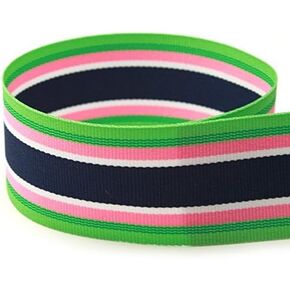 USA | American Made 7/8“ Bahama Breeze Striped Grosgrain Ribbon (Pink, White, Green, and Navy Ribbon) - 20 Yards (Multiple Widths Available) in Kuwait
