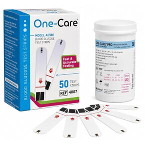 ONE-CARE™ Diabetes Testing Kit: Blood Glucose Monitor System with Blood Sugar Meter, 10 Blood Test Strips, Lancing Device, 10 Lancets, Carrying Case - Glucose Monitoring Kit with Glucometer and Strips in Kuwait