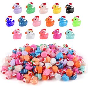 200 Pcs Mini Resin Duck Colorful Miniature Figures Micro Fairy Garden Landscape Aquarium Hide and Seek Dollhouse Cake Decoration Potted Plants DIY Slime Craft Charms for Party Toys Game Gift in Kuwait