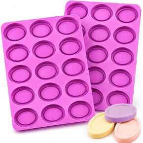 Jet Lag Round Silicone Soap Mold 4oz, 3'' Round Silicone Mold for Soap, Thick Individual Loofah Soap Molds with Uniform Big Size and Ease of Use 14" x 11" in Kuwait