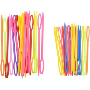 Hahiyo Colorful Yarn Darning Tapestry Sewing Needles Safety Weave Crochet No Poke Big Eye Smooth Get Yarn in Bright Visible Easy Find Close Off Ends Not Snag Not Leave Big Hole Fade Plastic 50 Pieces in Kuwait