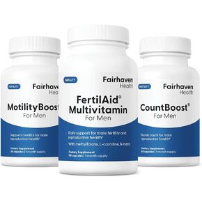 FertilAid for Men, MotilityBoost, Countboost Bundle - Male Fertility Stack with Preconception Vitamin & Fertility Formula Targets Count, Motility, Morphology, with Maca, Ashwagandha, CoQ10, Zinc in Kuwait