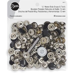 Dritz 2 Open Ring Sides Size 16 Nickel Includes Snaps & Tool Fasteners, 7/16", 60 Sets in Kuwait