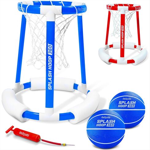 GoSports Splash Hoop 360 Floating Pool Basketball Game - Includes Hoop, 2 Balls and Pump - Choose Red or Blue in Kuwait