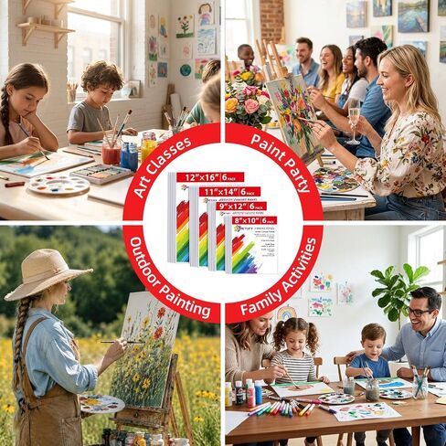 Canvases for Painting - 32 Pack Art Paint Canvas Panels Set Boards - 5x7, 8x10, 9x12, 11x14 Inches, 100% Cotton Blank Canvase Oil Acrylic Watercolor Pouring Paint, Acid-Free for Kids & Artists in Kuwait