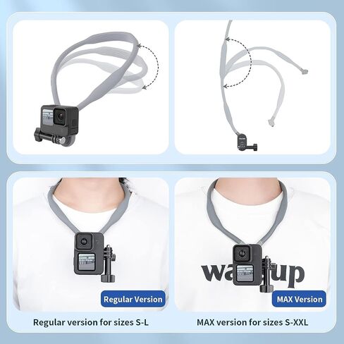 TELESIN Neck Mount Necklace Holder, POV Selfie Hand Free Head Chest Shoulder Body Strap Attach Bike Motorcycle Video Accessories for GoPro Max Go Pro Hero 12 11 10 9 8 Insta360 X3 GO3 DJI Action 3 4 in Kuwait